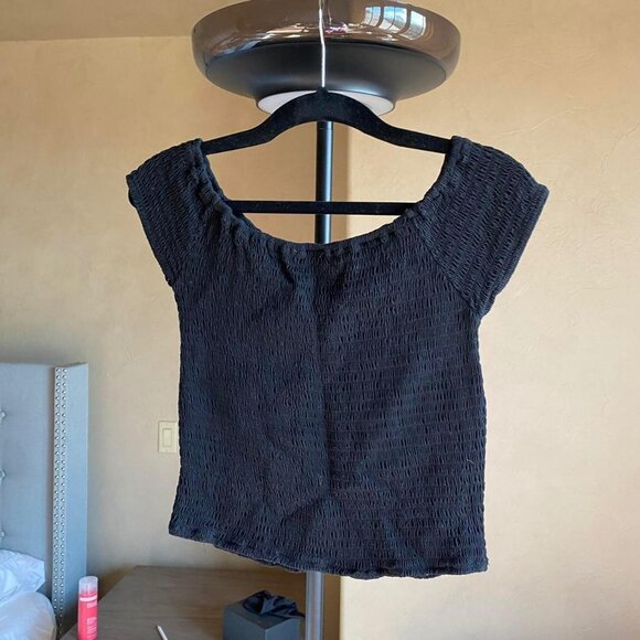 Brandy Melville black Charlene shirred off-the-shoulder top - Picture 3 of 4